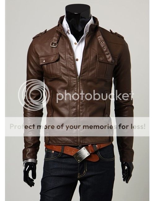 Hot sell Mens Slim Fit Faux Leather Jackets Coats Colour Brown,Black