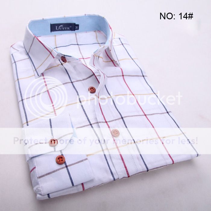 6180 New Mens Fashion Button Plaids Luxury Casual Slim Fit Stylish