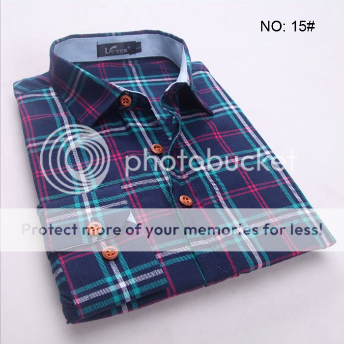 6180 New Mens Fashion Button Plaids Luxury Casual Slim Fit Stylish