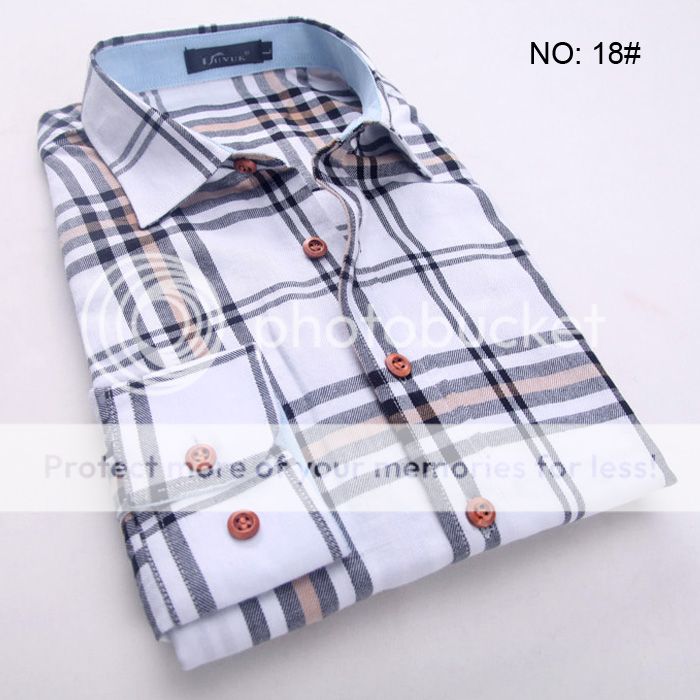 6180 New Mens Fashion Button Plaids Luxury Casual Slim Fit Stylish