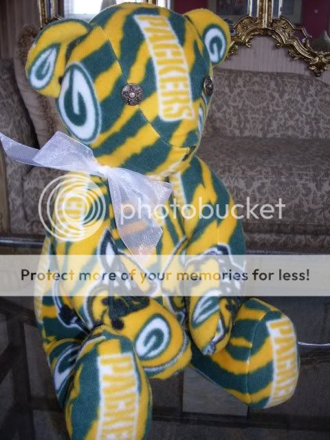 Pick a Theme Thursday,Superbowl,Etsy,GREEN BAY PACKER teddy bear,teddy bear,rosehillcreations